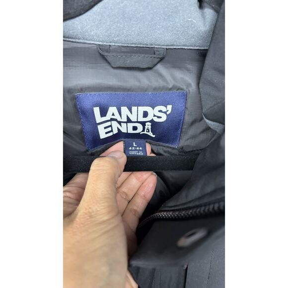 Excellent LANDS' END Expedition Down Puffer Jacket Mens Large Black - Picture 3 of 8